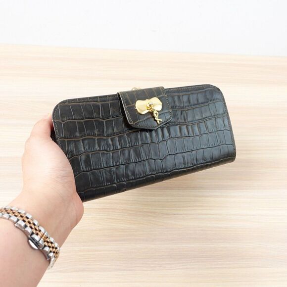 Roberta Di Camerino Wallet Leather Crocodile Croco Exotic Long Envelope Italy - Picture 2 of 16